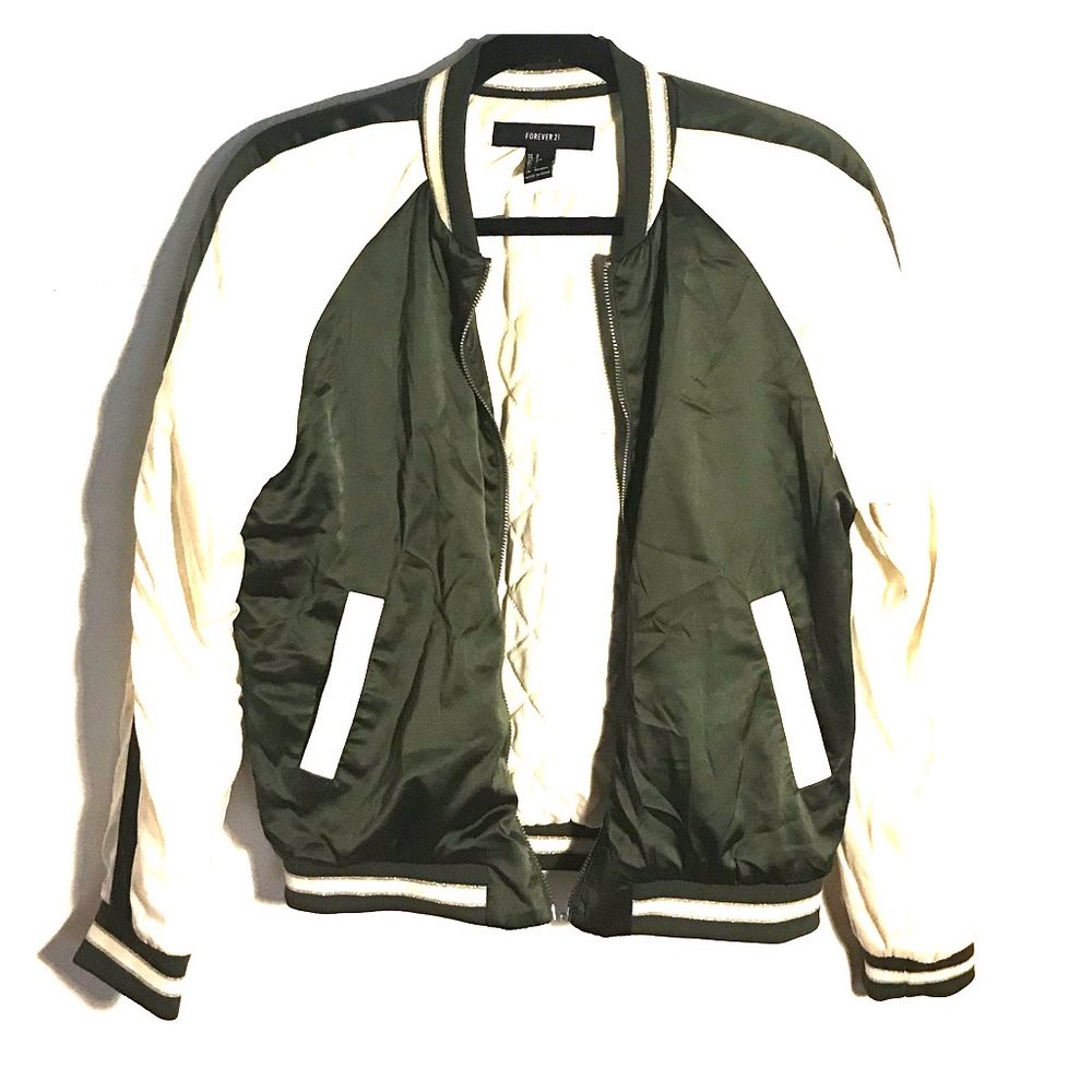 Green and White Letterman Jacket